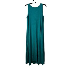 J.Jill Wearever Sleeveless Knit Midi / Maxi Dress pockets teal size small
